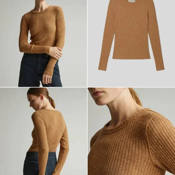 NWT Everlane The Cozy Rib Long-Sleeve Tee / cappuccino / small - Picture 1 of 7